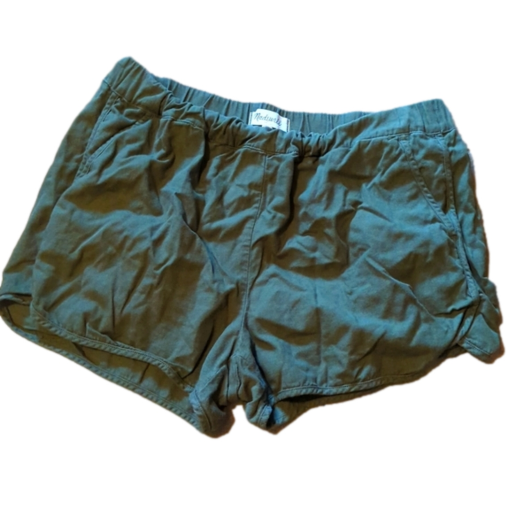Madewell army green shorts.